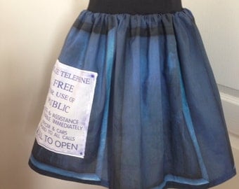 Ladies Doctor Who TARDIS inspired skater style skirt