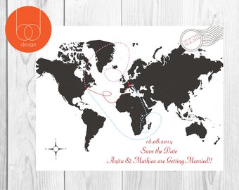 Travel map wedding | Destination wedding |printable map |Wedding location |world map |travel map |travel theme wedding, custom wedding map
