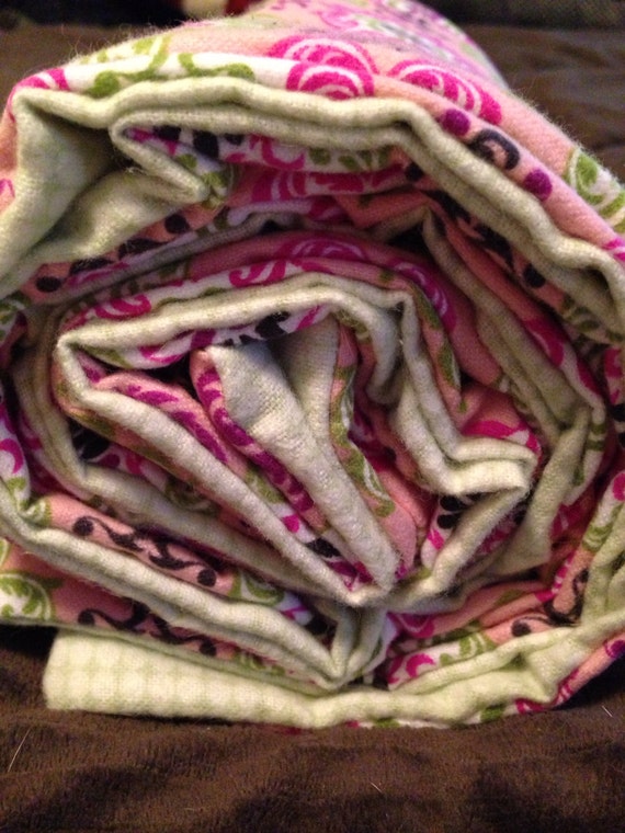 Swaddle Blanket Burp Cloth Set Pink Purple Green