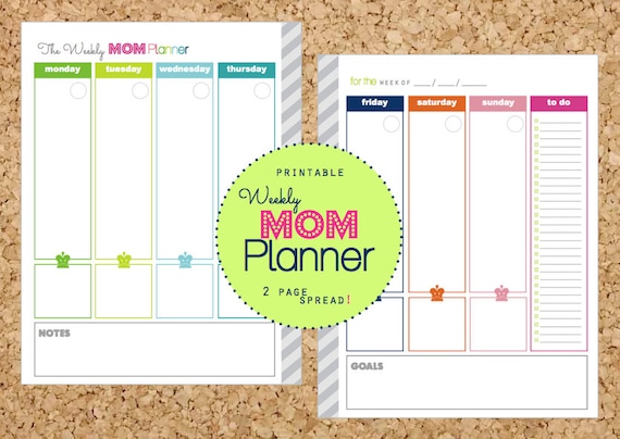 Weekly Mom Planner 2 Page Printable Spread By CleanLifeandHome