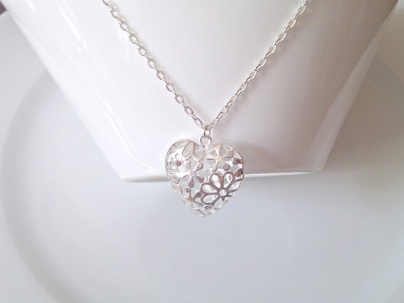 Necklace, Filigree Heart Necklace, Gifts for Girls, British Seller UK ...