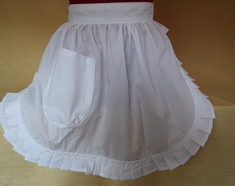 Retro Vintage 50s Style Half Apron / Pinny - White