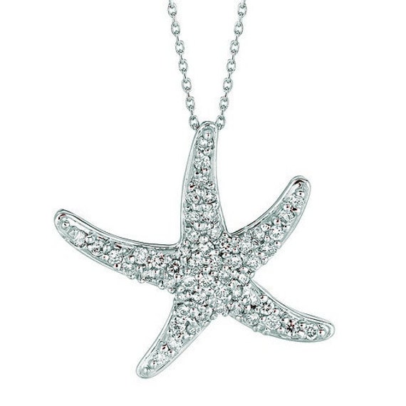 53ct Diamond Starfish Pendant 14k White Gold (N5158)