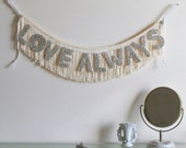 LOVE ALWAYS - Glittering Fringe Banner - Original design by Fun Cult, Caitlin Holcomb, party decor, garland, holiday sign
