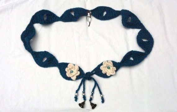 Teal Felted Wool Equine Necklace  Rhythm Beads by MyBuddyBling