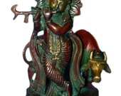 Krishna Statue Temple worship Sculpture Antique Brass Sculpture