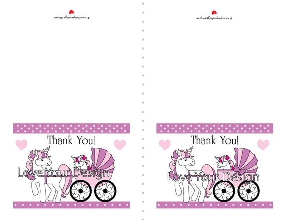 items similar to unicorn thank you card for baby shower