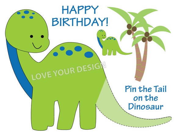 Dinosaur Pin the Tail on the Dinosaur birthday game YOU