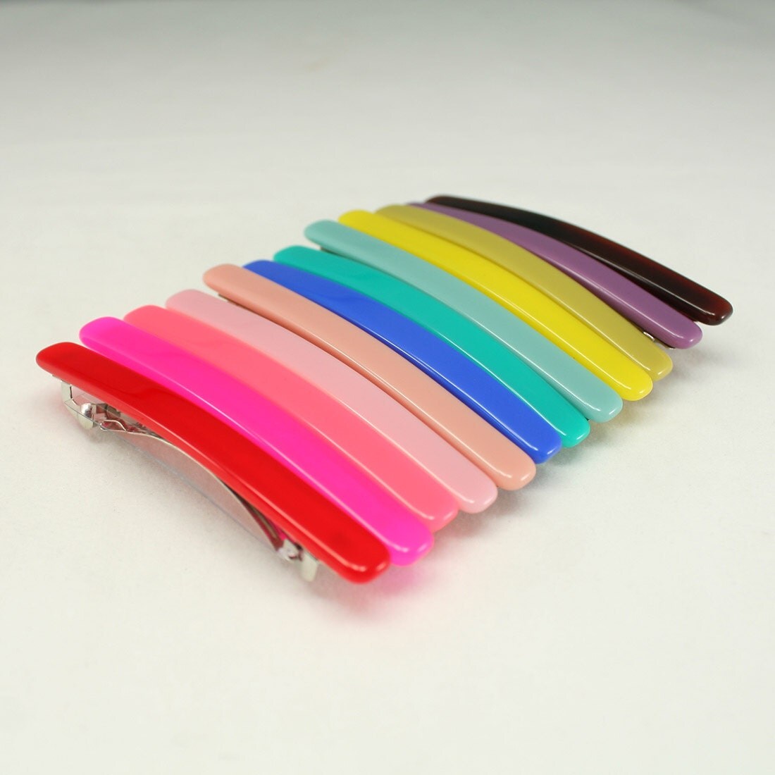 12pcs of 80mm Assorted Color French Barrettes with spring Hair
