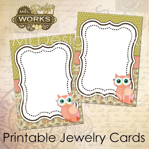 Items similar to Printable Jewelry Cards Printable Jewelry Tags