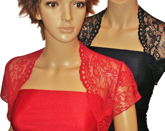 Ladies Red or Navy Lace Bolero/Shrug in sizes UK