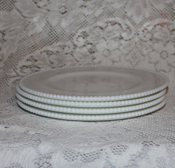 4 Westmoreland Beaded Edge dinner plates plain by prettydish