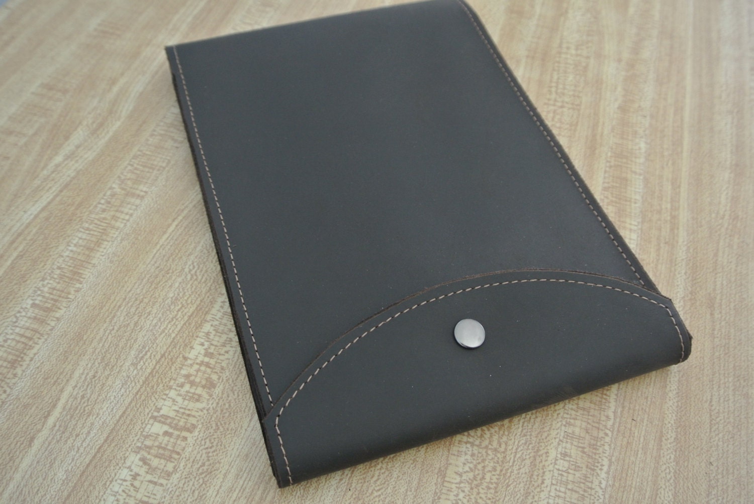 Leather Steno notepad Case with snap closure