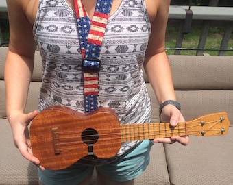 Ukulele Strap - Handmade - American Flag