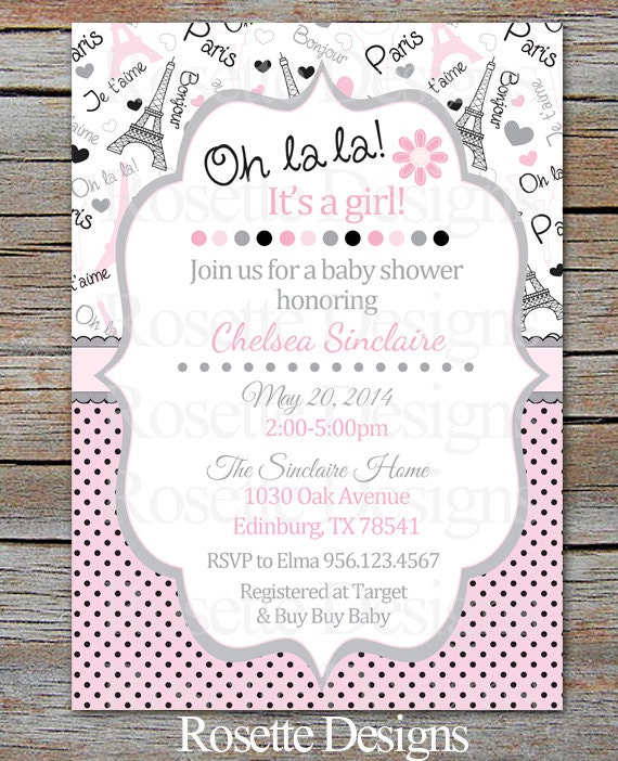 Items similar to PARIS baby shower invitation - digital printable ...