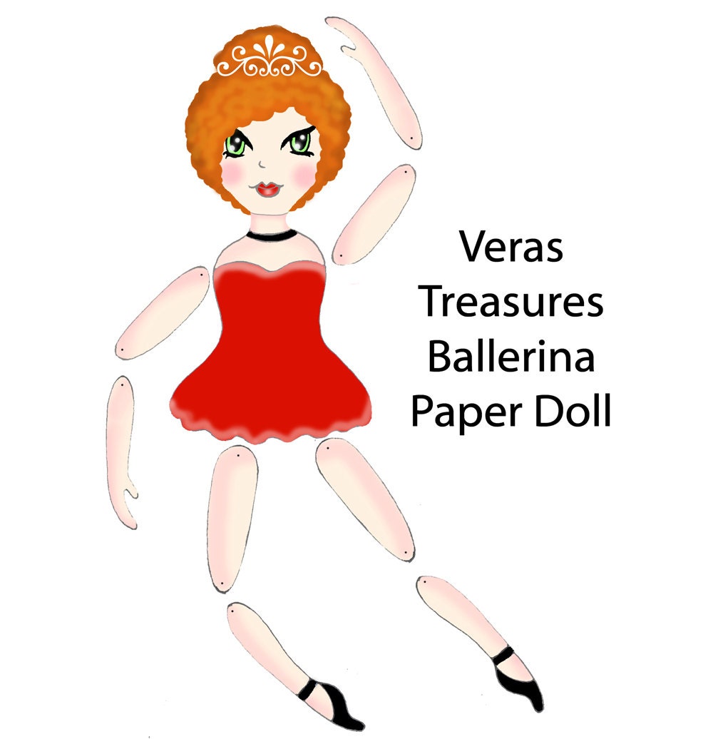 DIY Articulated Paper Doll ballerina Print by VerasTreasures