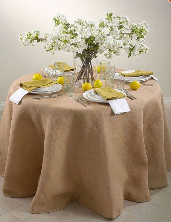 120 Round Burlap Table Cloth Burlap Jute Table by SparkleSoiree