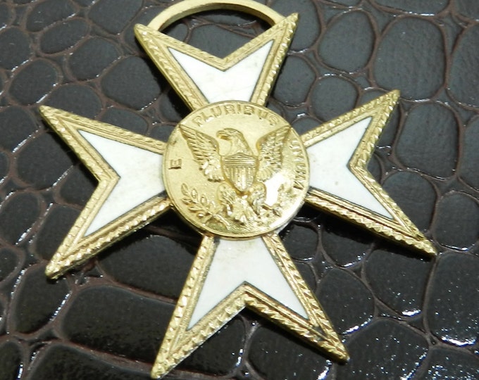 50s Maltese Cross Eagle Enamel Pendant