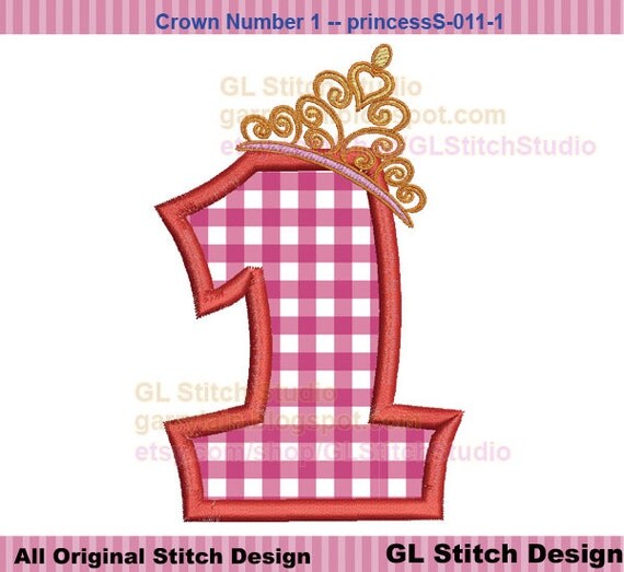 Princess Crown number embroidery design fat by GLStitchStudio