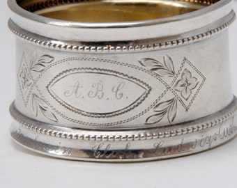 Antique 800 German silver napkin ring for Tamburin Club Ludwigslust ...