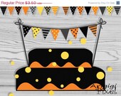 ON SALE 50 % OFF Halloween Cake Bunting, Printable Mini Banner, Black Orange Pennants, Polka Dot, Striped, Kids Party Supplies, Diy decor, i Il_170x135