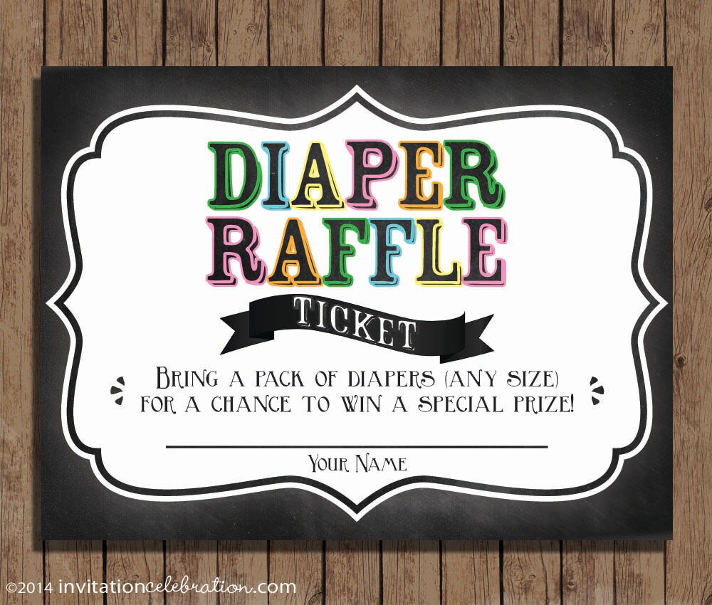 diaper raffle ticket printable kit sign and tickets