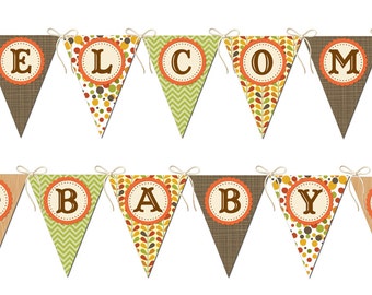 Woodland Baby Shower Banner, Woodland Animals Banner, Welcome Baby Banner, Fox Baby Shower Banner, Printable