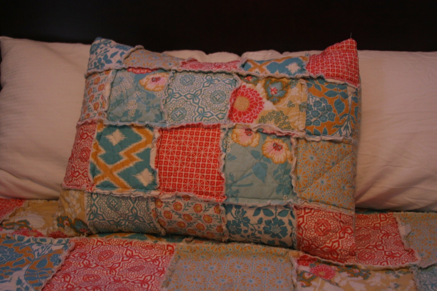 Rag patchwork Pillow Sham To Match Your Quilt Handmade All