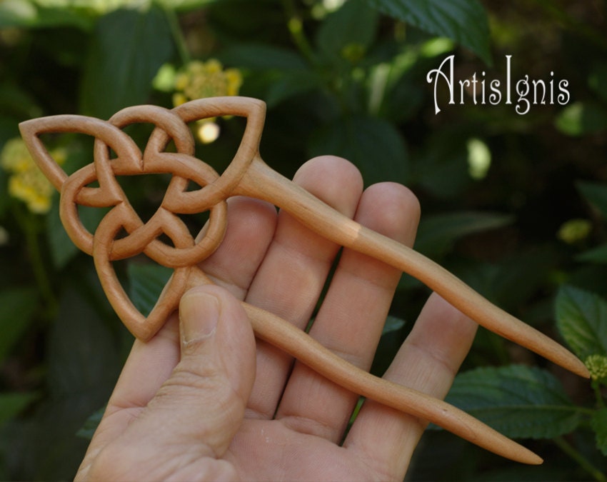 Fellowship Celtic Knot Hair Pin handcarved in Alder Wood Two