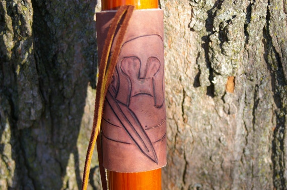 Hiking Stick with Carved Leather Grip