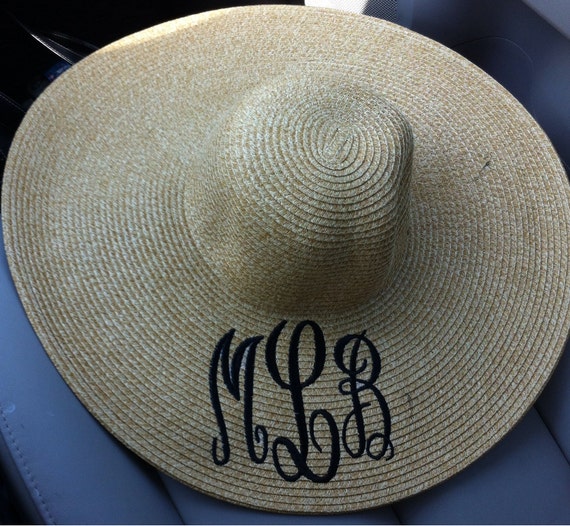 Items similar to Monogrammed Straw Wide Brimmed Hat on Etsy