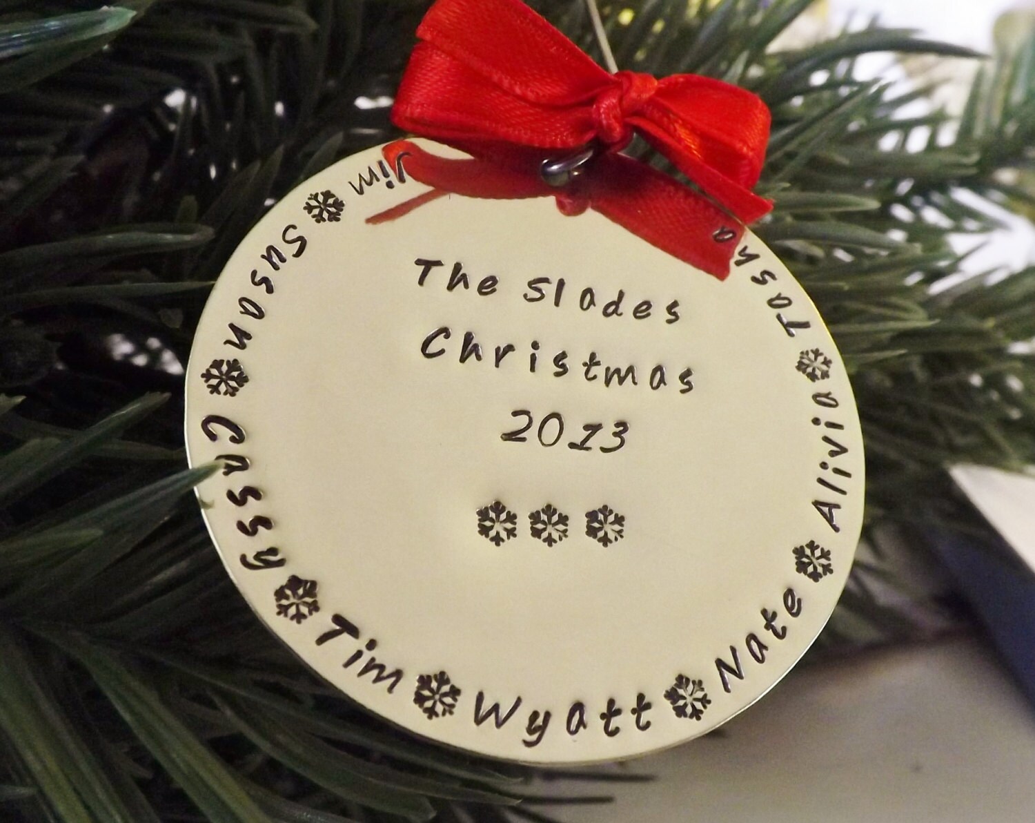 Personalized Christmas Ornament Silver by GraceMarieJewelry