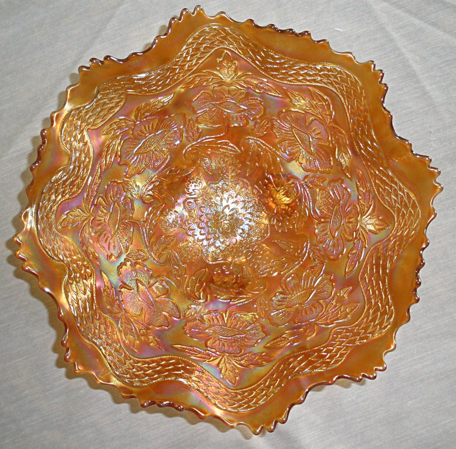 reduced price marigold carnival glass bowl circa reduced price marigold carnival glass bowl circa