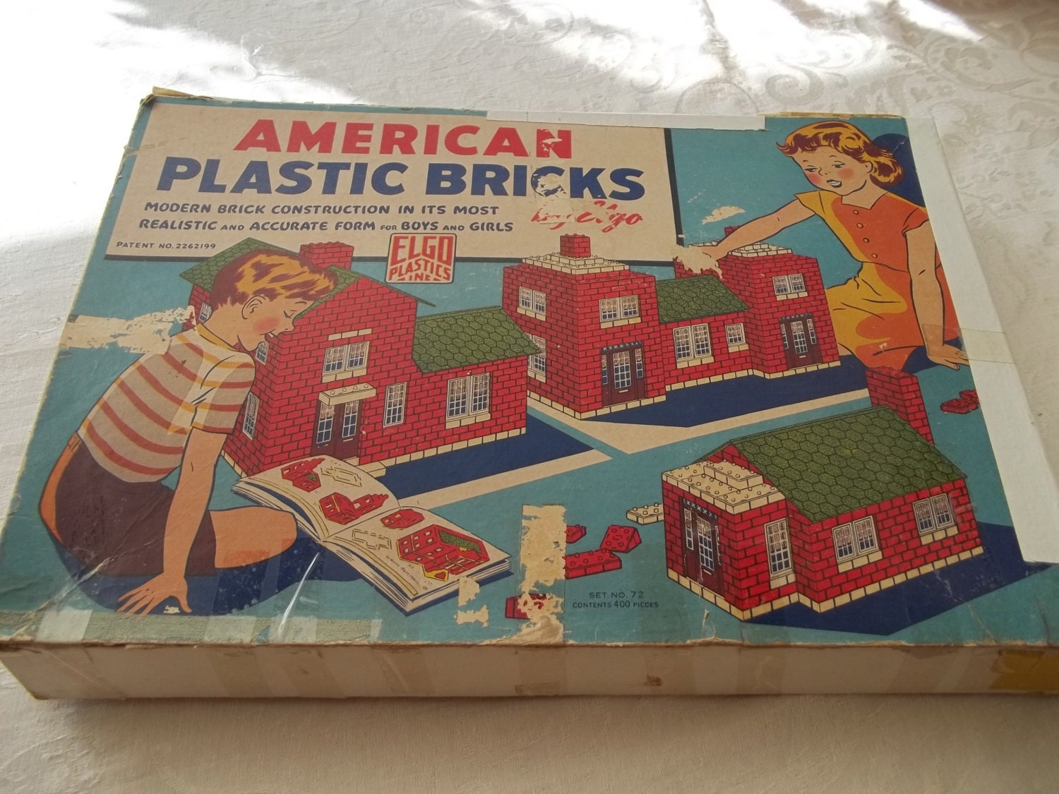 Vintage American Plastic Bricks in box by Elgo