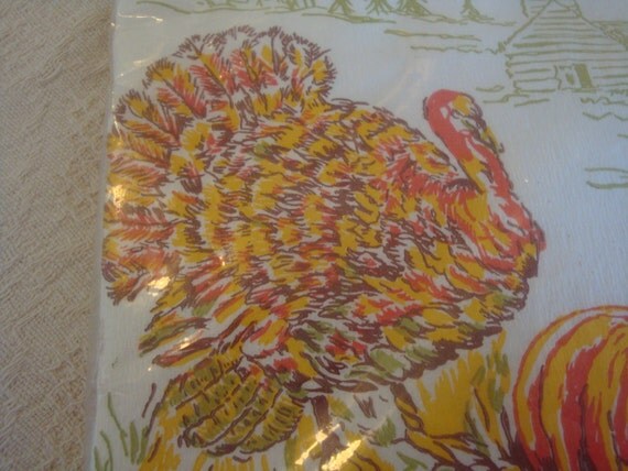 Vintage Paper Thanksgiving Tablecloth Never Opened