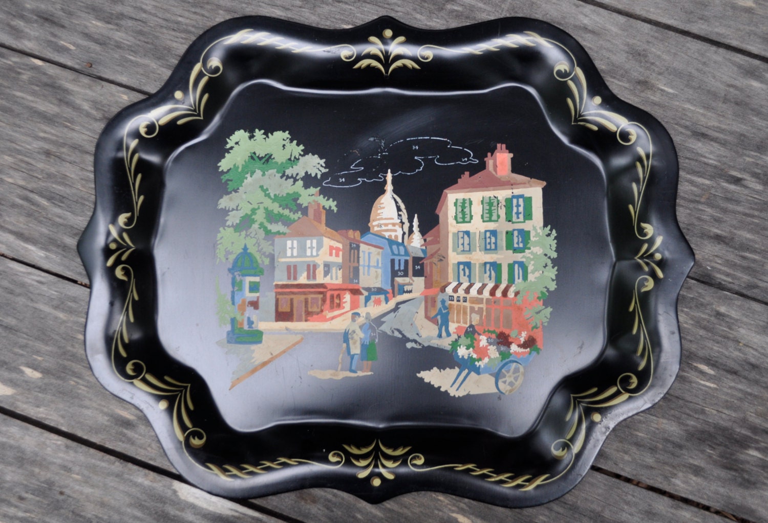 Vintage Metal Serving Tray Paint By Numbers Haute Juice