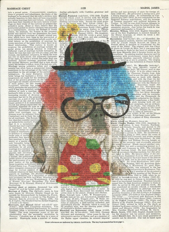 Illustration of Cute Clown Puppy Dictionary Art Print on Upcycle Vintage Page Book Print Art  Print Collage Print