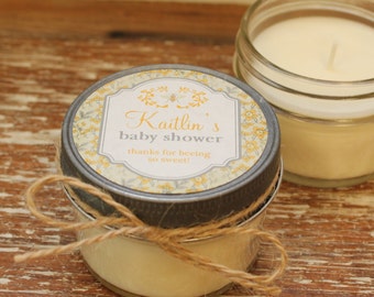 Set of 12 - 4 oz Baby Shower Favor Candles - Bee Baby Shower Favor // Girl Baby Shower Favor // Boy Baby Shower Favors // Soy Candle Favor