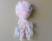 Wedding Bow, Pink and White Bow, Wedding Pew Bow, Easter Bow, Easter Wreath Bow, Wreath Door Mailbox Tree Topper Church Decoration Il_170x135