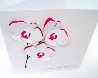 Orchid Card - Flowers - Personalised Card - Mother's Day Card - Birthday Card - Thank You Card - For Her, Mum, Mom, Wife, Girlfriend, Sister