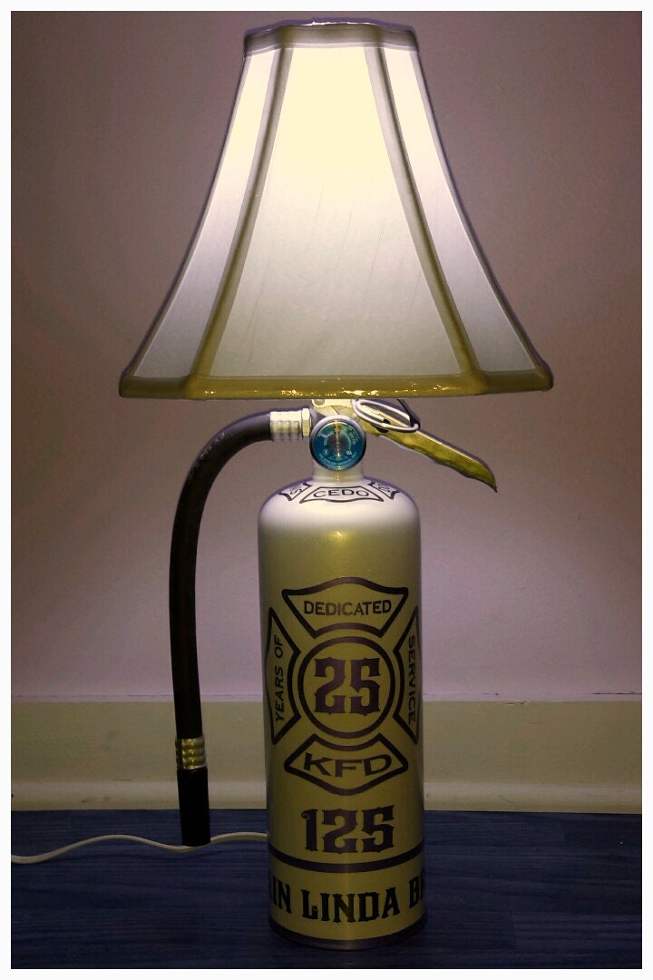 Firefighter Lamp. Honor Duty Courage. Custom painted