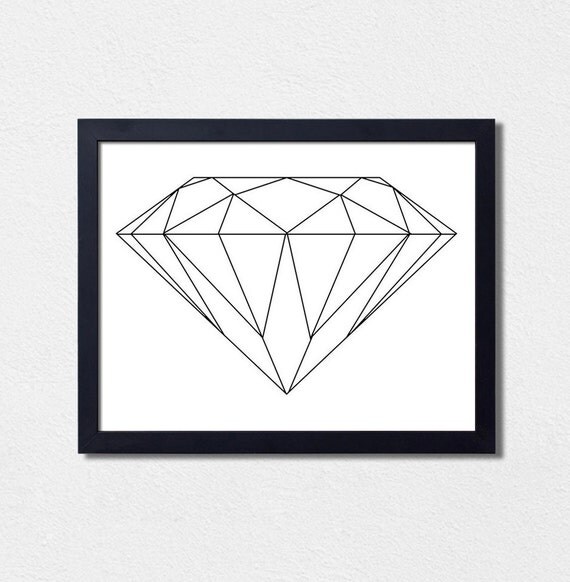 Items similar to Diamond Print, Gem Print, Crystal Poster, Geometric