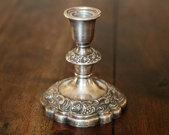 Vintage Silver Candle Holder Made in England by WindstoneVintage