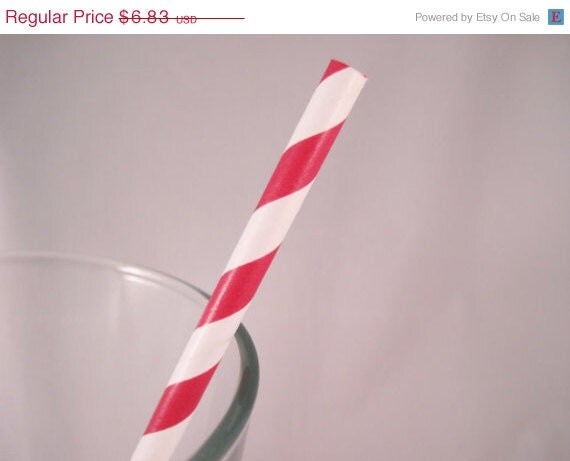 ON SALE - 50 Red Stripe Straws - ships less than 24 hours Il_570xn