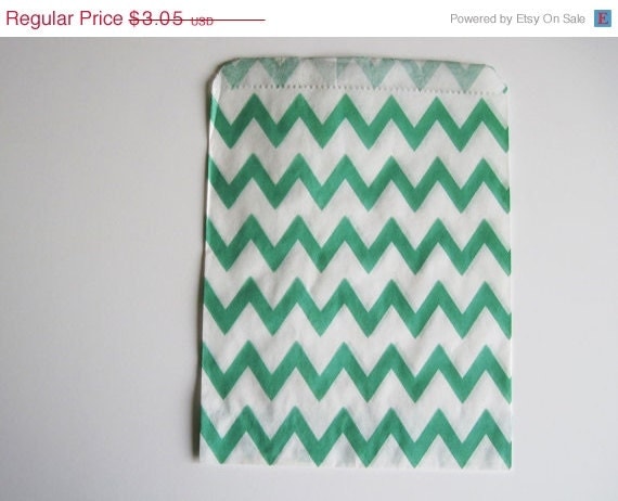10% off - 12 Aqua CHEVRON Designer Party Favor Bags, Weddings, Birthday, Showers Il_570xn
