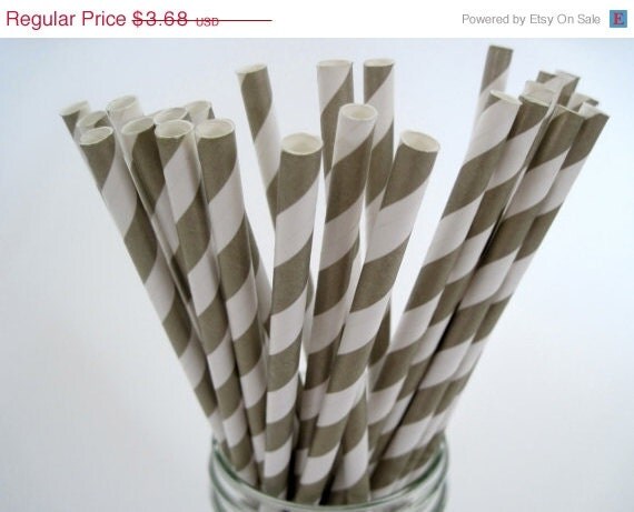 10% off - 25 Gold Metallic Strpe Paper Straws - ships less than 24 hours Il_570xn
