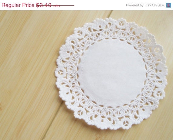 ON SALE 50 White paper lace doily doilies 4 inch size Il_570xn