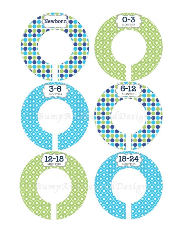 Items similar to Custom Baby Closet Dividers Blue Green Baby Boy Closet