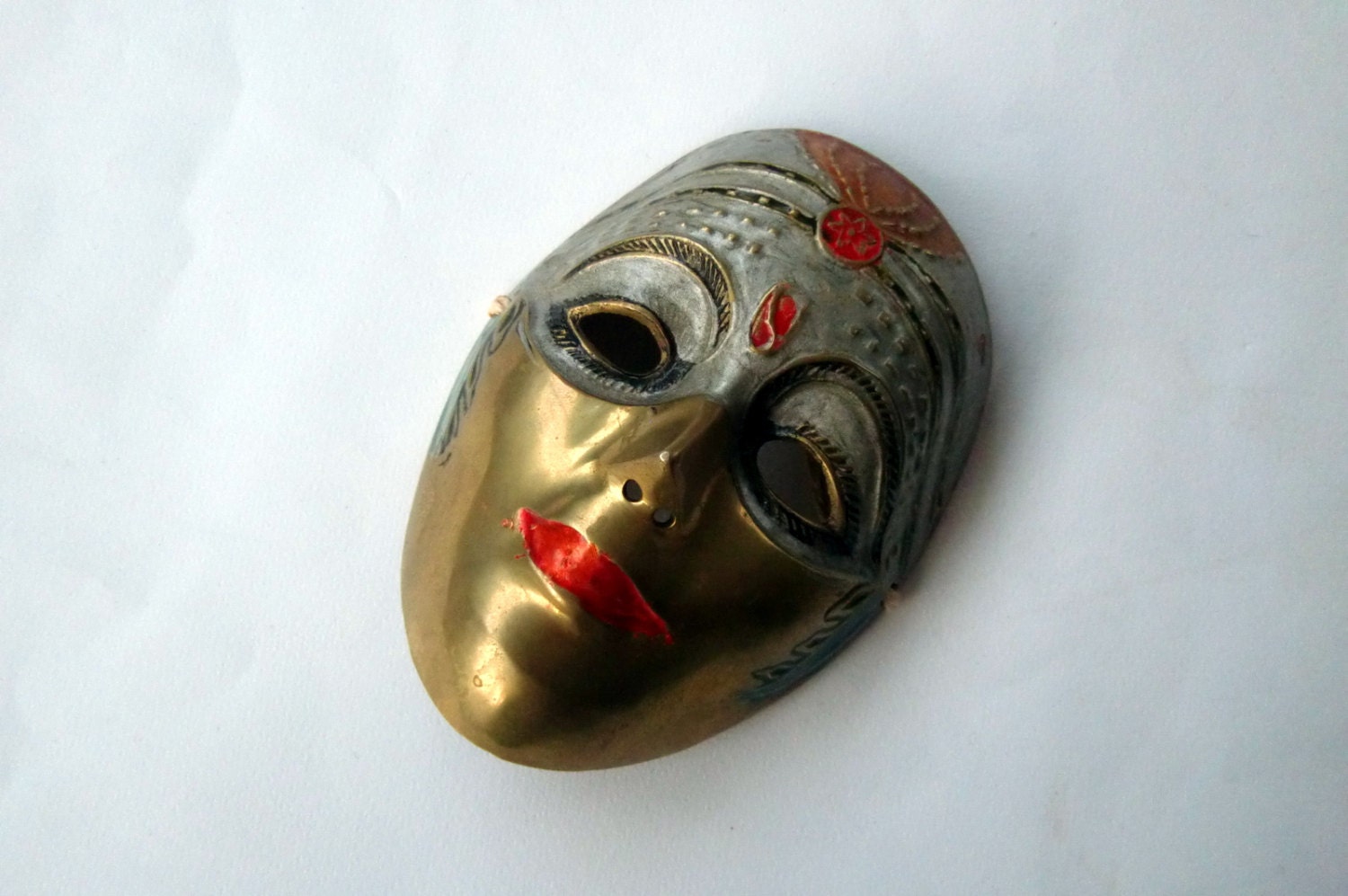 Metal Brass Mask Wall Hanging Small Brass Mask
