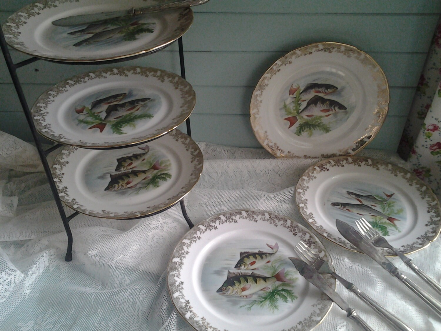 French vintage...6 fish plates...Limoges by ImagedeVintage on Etsy